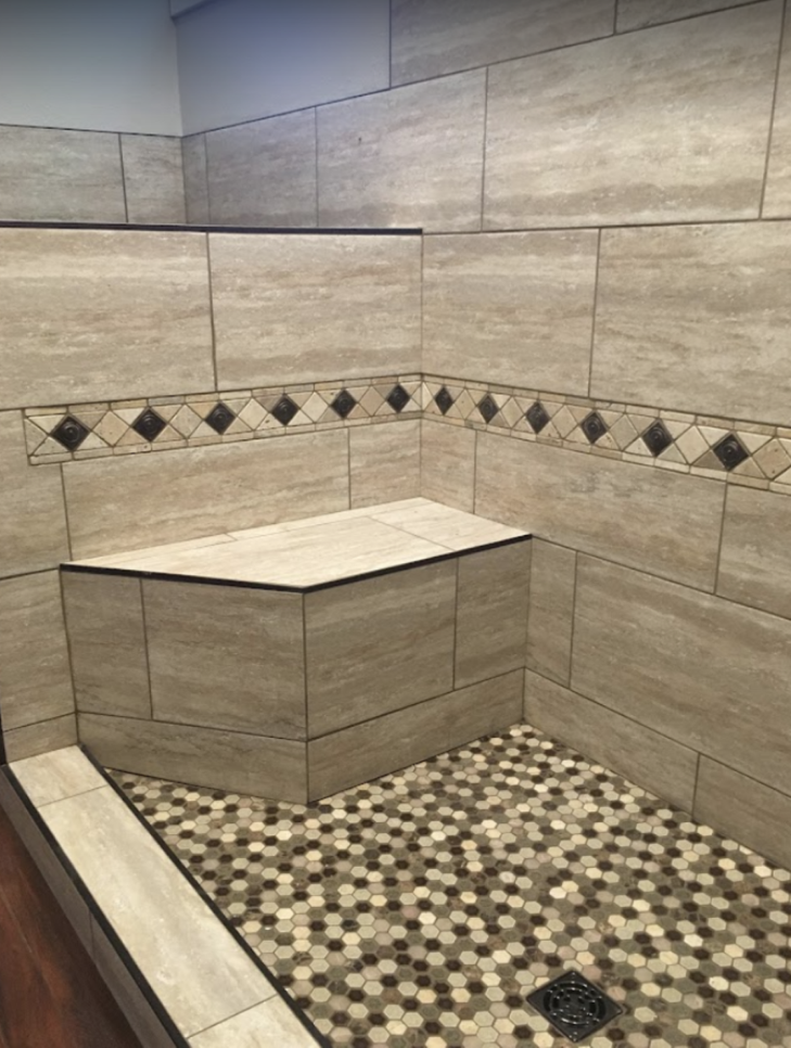 Walk-in shower with bench